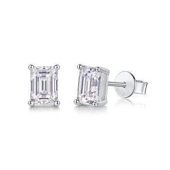 Luminous Rectangular Halo Moissanite Stud Earrings - GLIMZI LOOP