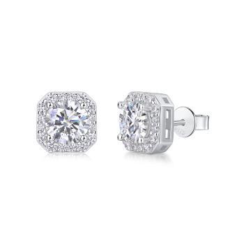 Classic Round Halo Moissanite Stud Earrings - GLIMZI LOOP