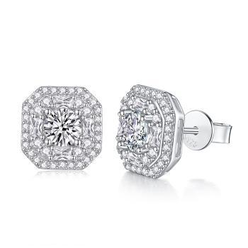 Luminous Round Cluster Moissanite Stud Earrings - GLIMZI LOOP