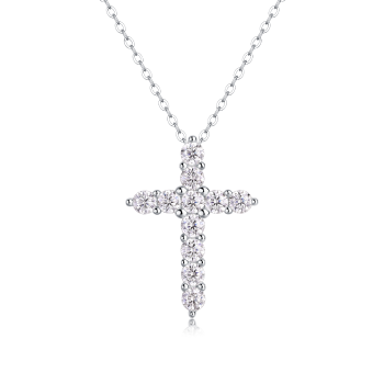 Minimal Moissanite Cross Pendant Necklace - GLIMZI LOOP