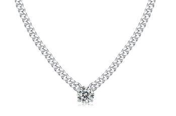Modern V-Shaped Moissanite Tennis Necklace - GLIMZI LOOP