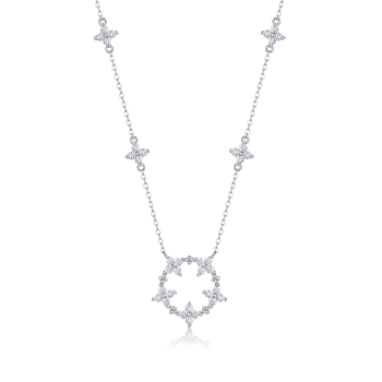 Petite Halo Moissanite Pendant Necklace - GLIMZI LOOP