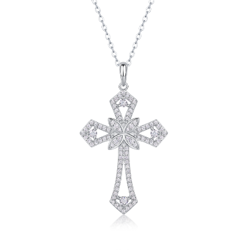 Elegant Filigree Moissanite Cross Pendant - GLIMZI LOOP