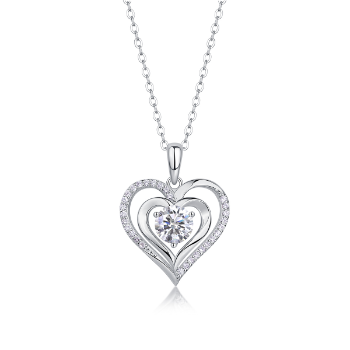 Graceful Heart Halo Moissanite Pendant - GLIMZI LOOP