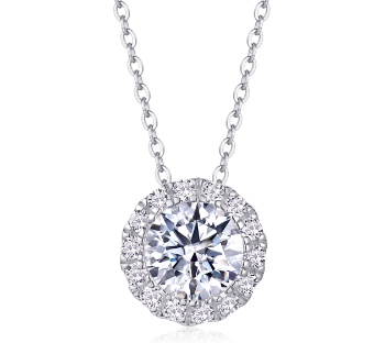 Classic Round Halo Moissanite Pendant - GLIMZI LOOP