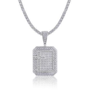 Luminous Rectangular Halo Moissanite Pendant - GLIMZI LOOP