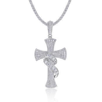 Elegant Layered Moissanite Cross Pendant - GLIMZI LOOP