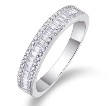 Polished Pavé Half-Eternity Moissanite Band - GLIMZI LOOP
