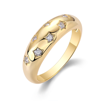 Luminous Yellow Gold Tone Openwork Moissanite Band - GLIMZI LOOP