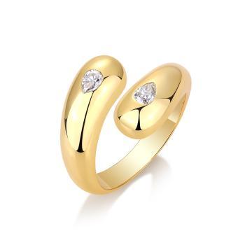 Luminous Yellow Gold Tone Twin-Accent Moissanite Ring - GLIMZI LOOP