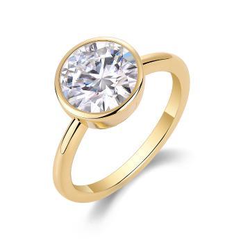 Luminous Yellow Gold Tone Oval Halo Moissanite Ring - GLIMZI LOOP